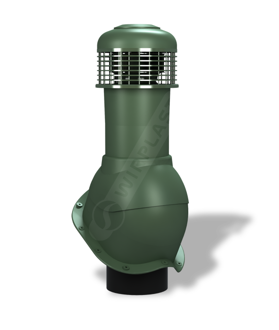 К65-5 Вентвыход (зеленый) роторный с проходным элементом D150мм H520 мм для кровли из металлочерепицы