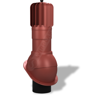 T52-4 Вентиляционный выход (красный) роторный D150 мм H 520мм с проходным элементом для гибкой и фальцевой (готовой) кровли