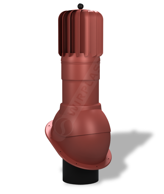 T52-4 Вентиляционный выход (красный) роторный D150 мм H 520мм с проходным элементом для гибкой и фальцевой (готовой) кровли