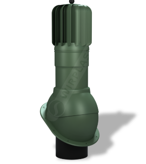 T52-5 Вентиляционный выход (зеленый) роторный D150 мм H 520мм с проходным элементом для гибкой и фальцевой (готовой) кровли